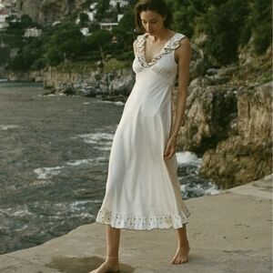 Caroline Constas Ivory Dress Black Flowers NWT Sz M